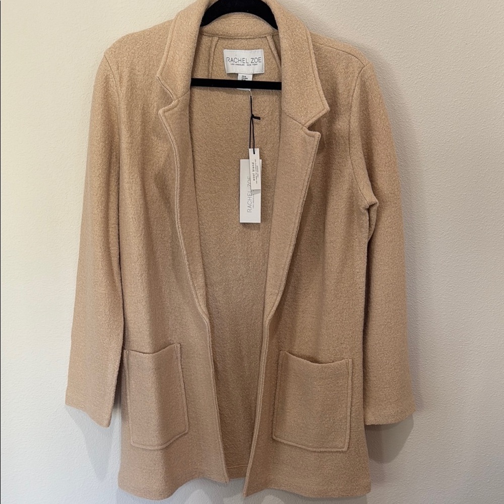 NWT Rachel Zoe Tan Open Front Wool-Blend Blaze/Jacket